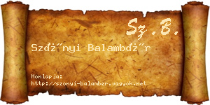 Szőnyi Balambér névjegykártya